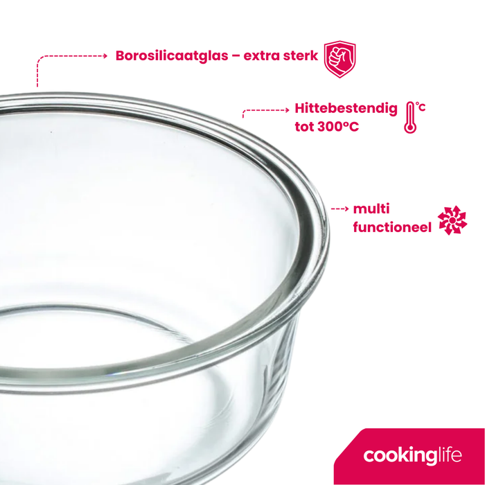 Sareva Glazen Vershoudbakje Cook & Fresh - Rond - 3-delig