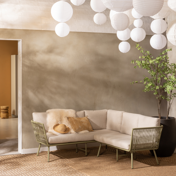 WOOOD Claunk Loungeset - Metaal - Groen|Zand - 69x180x180