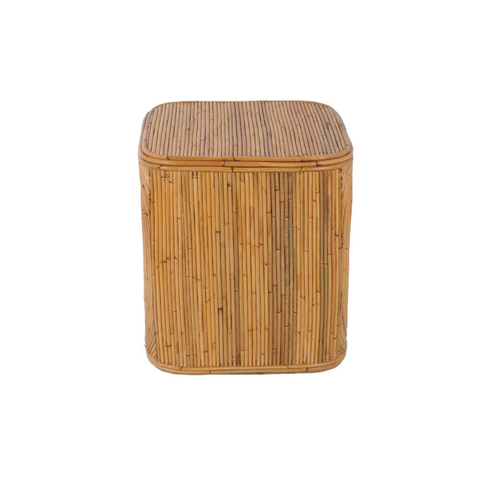 sweeek - Bijzettafel, nachtkastje met vak, natuurlijk rotan (Set van