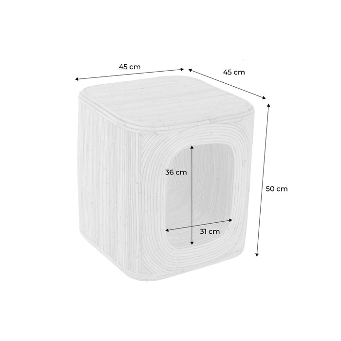 sweeek - Bijzettafel, nachtkastje met vak, in natuurlijk rotan