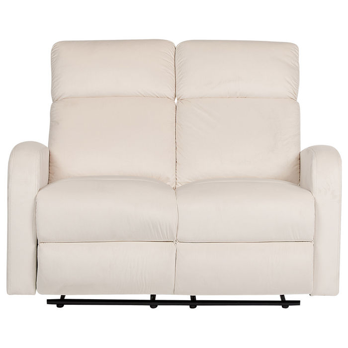 Beliani-VERDAL -Tweezitsbank handmatig verstelbaar-Off-white-Fluweel