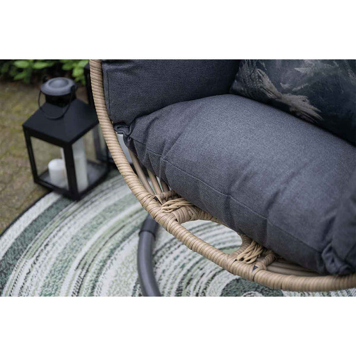 Panama hangstoel - eivorm - carbon black - natural rotan - mystic grey