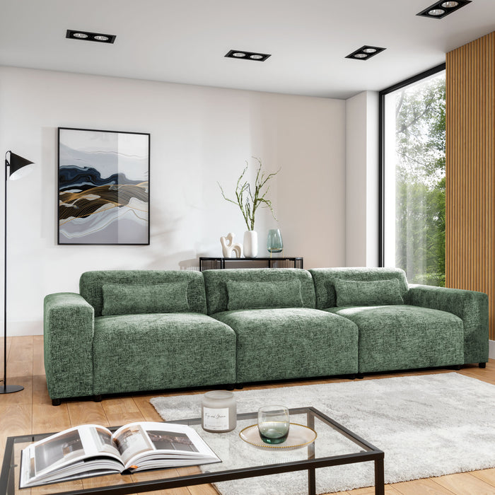 by fonQ Velura 3-zitsbank - Chenille - Groen