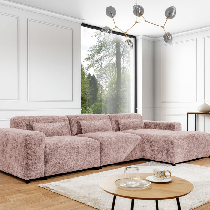 by fonQ Velura Hoekbank Rechts Big - Chenille - Oudroze