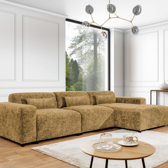 by fonQ Velura Hoekbank Rechts Big - Chenille - Oker