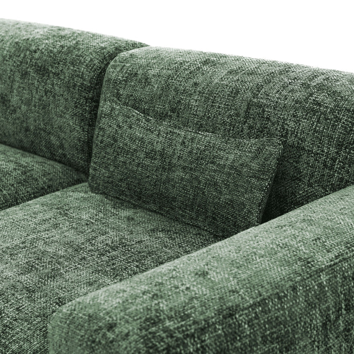 by fonQ Velura Hoekbank Rechts met Hocker - Chenille - Groen