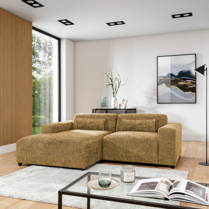 by fonQ Velura Hoekbank Links - Chenille - Oker