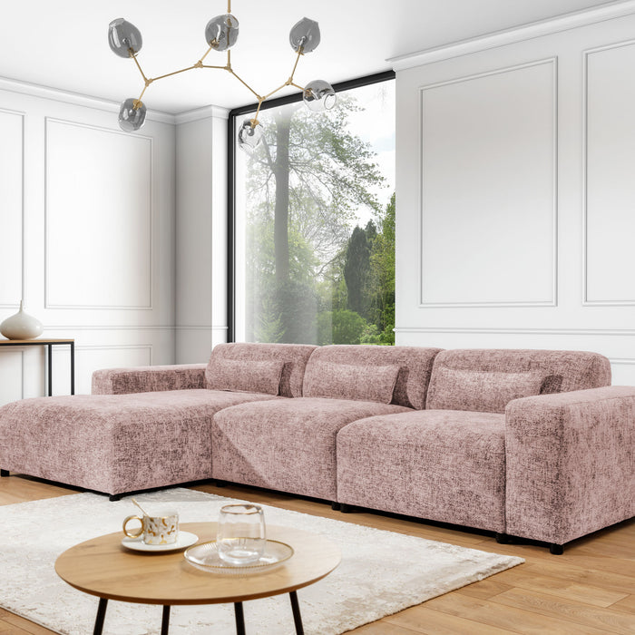 by fonQ Velura Hoekbank Links Big - Chenille - Oudroze