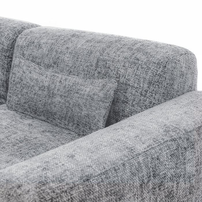 by fonQ Velura Hoekbank Rechts met Hocker - Chenille - Grijs