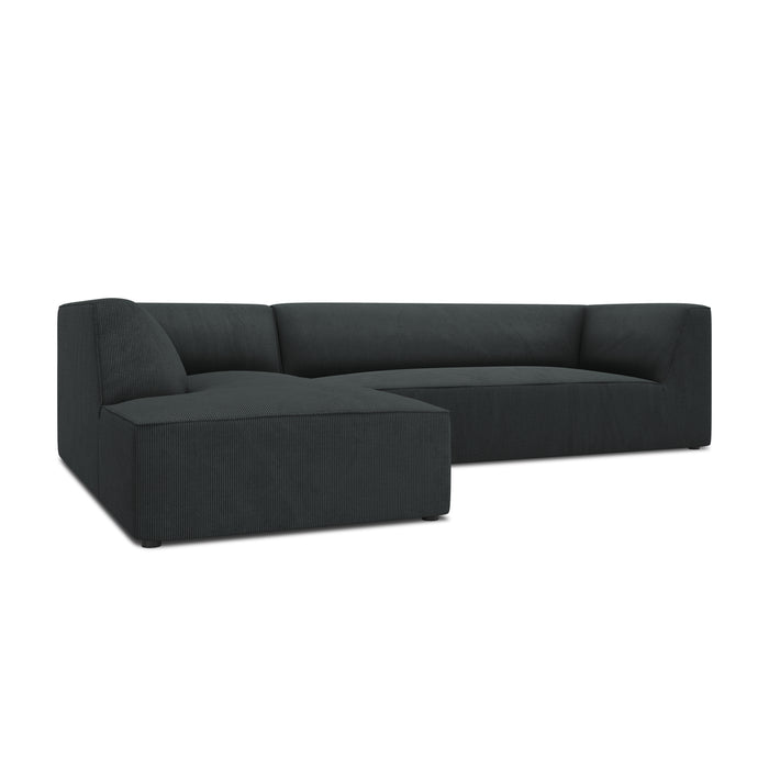 Windsor & Co Sao Hoekbank met Chaise Longue Links - 4-zits - Ribstof - Zwart