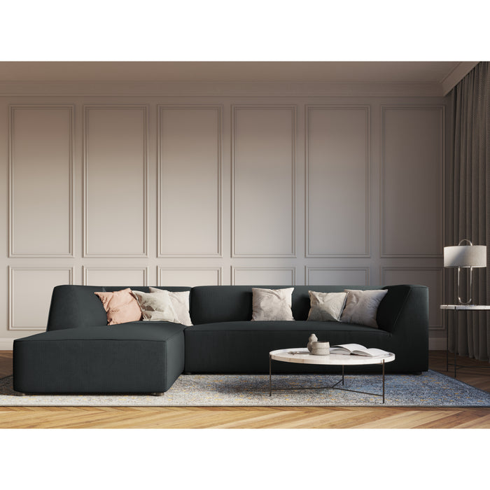 Windsor & Co Sao Hoekbank met Chaise Longue Links - 4-zits - Ribstof - Zwart