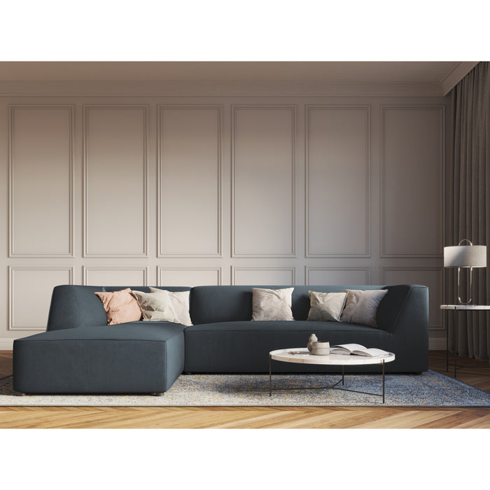 Windsor & Co Sao Hoekbank met Chaise Longue Links - 4-zits - Ribstof - Blauw