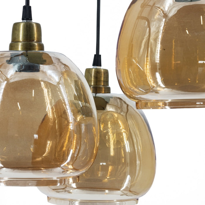 Sfeervolle Hanglamp 3 Bollen - Glas - Goud - 30 x 30 x 4 cm