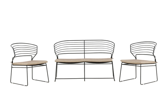 Fjôrd - Tuinset Zwart|Zand - Aluminium - Milano