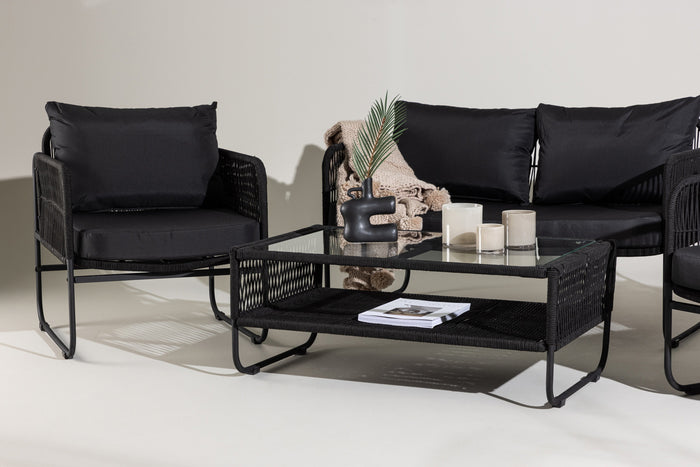 Fjôrd - Tuinset Zwart Seater - Touw - Utah