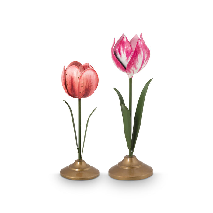 Pip Studio - Tulpen Kandelaar - Woonaccessoire - Roze - 21cm - 2 stuks