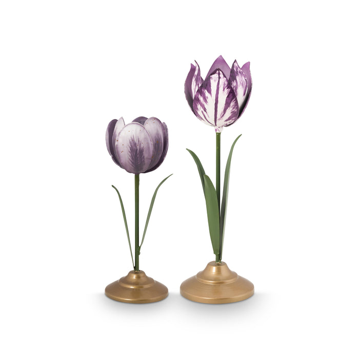 Pip Studio - Tulpen Kandelaar - Woonaccessoire - Lila - 21cm - 2 stuks