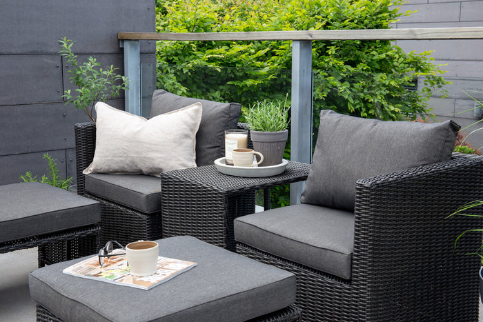 Fjôrd - Loungeset Zwart - Wicker - Quad