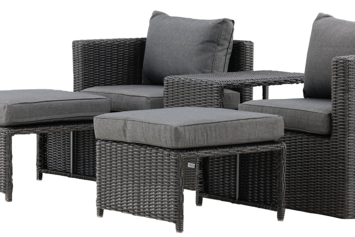 Fjôrd - Loungeset Zwart - Wicker - Quad