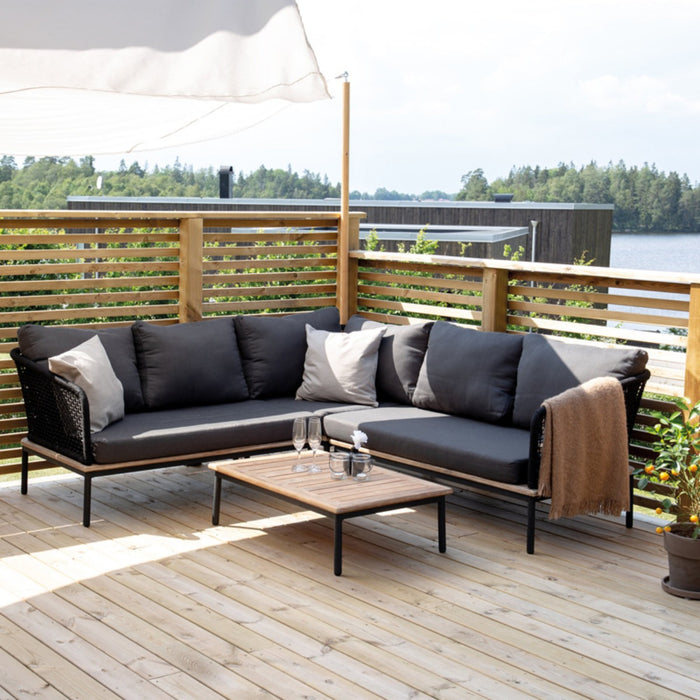 Fjôrd - Loungeset Zwart - Aluminium|Acaciahout - Andorra