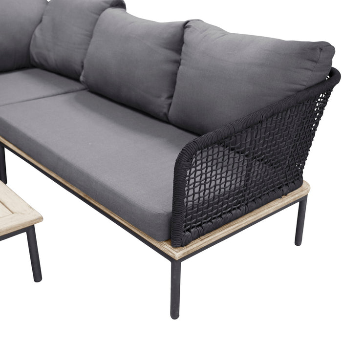 Fjôrd - Loungeset Zwart - Aluminium|Acaciahout - Andorra