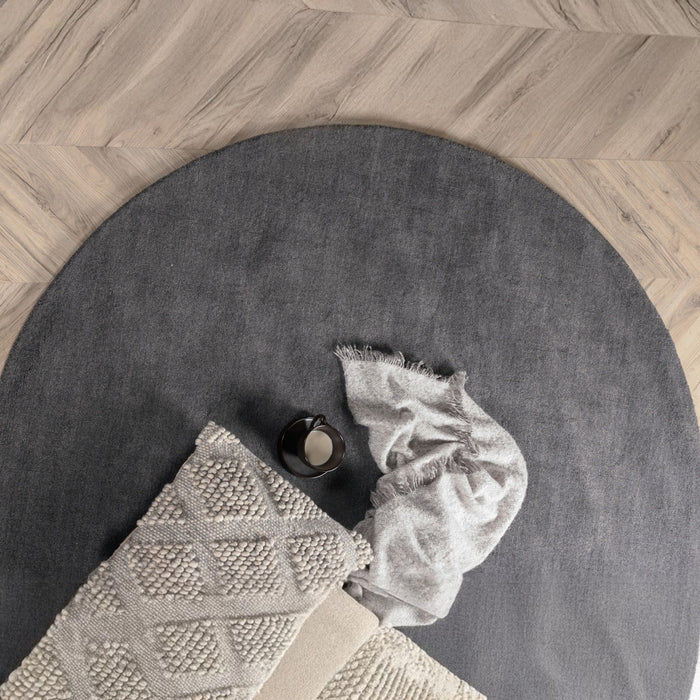 Fjôrd - Vloerkleed Donkergrijs - Ø200cm - Wol - Ulla