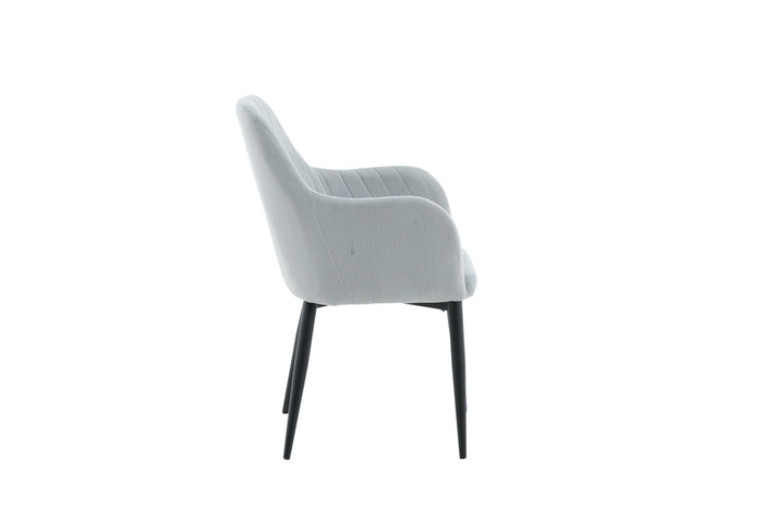Fjôrd - Eetkamerstoel Lichtgrijs - Corduroy - Comfort - Set van 2
