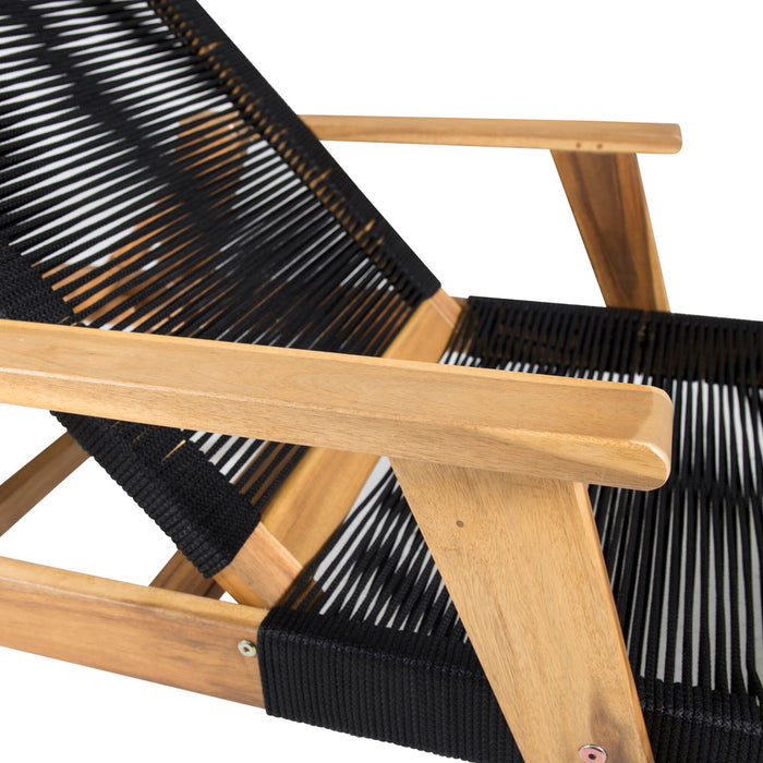 Fjôrd - Lounge Ligbed Zwart - Touw|Acacia - Little