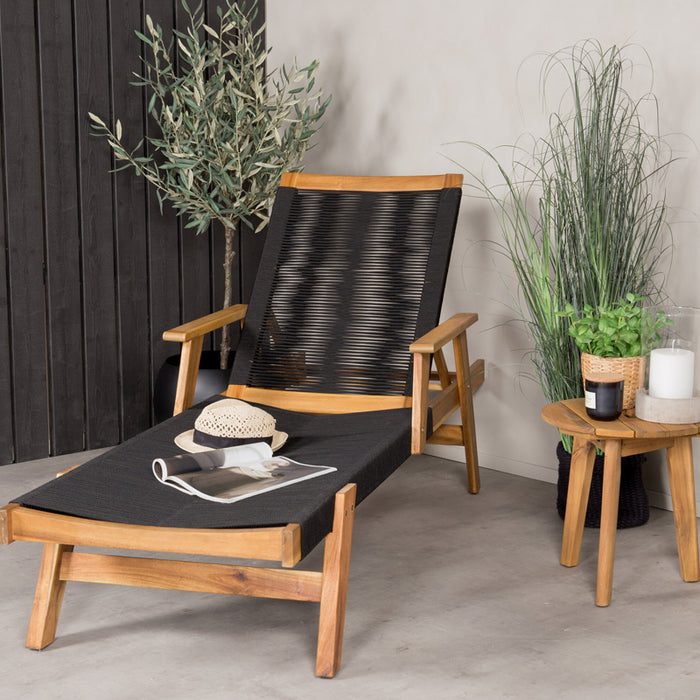 Fjôrd - Lounge Ligbed Zwart - Touw|Acacia - Little