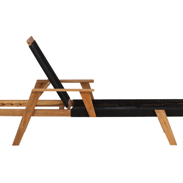 Fjôrd - Lounge Ligbed Zwart - Touw|Acacia - Little