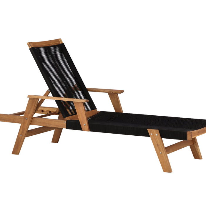 Fjôrd - Lounge Ligbed Zwart - Touw|Acacia - Little
