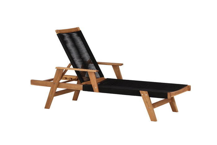 Fjôrd - Lounge Ligbed Zwart - Touw|Acacia - Little