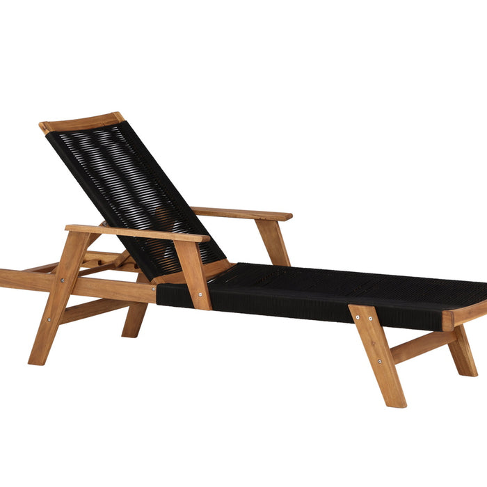 Fjôrd - Lounge Ligbed Zwart - Touw|Acacia - Little