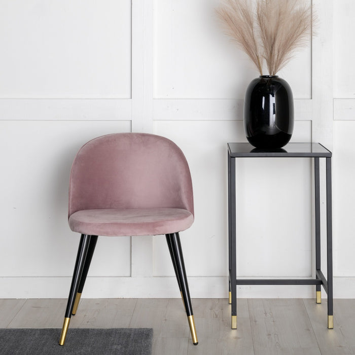 Fjôrd - Eetkamerstoel Dusty Roze Met Goud|Zwart - Velvet - Set van 2