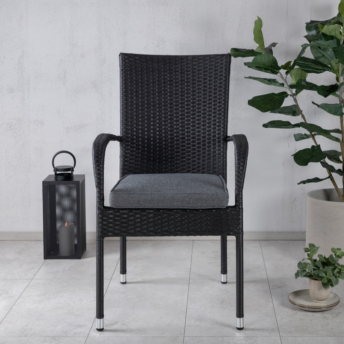 Fjôrd - Tuinstoel Zwart - Wicker - Anna - Set van 2