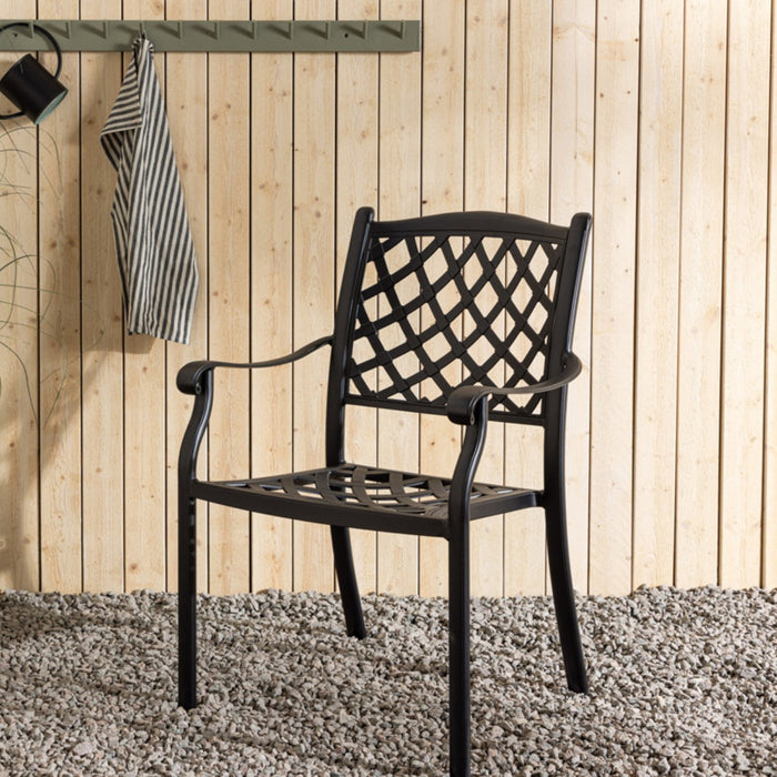 Fjôrd - Tuinstoel Zwart - Aluminium - Óbidos - Set van 4