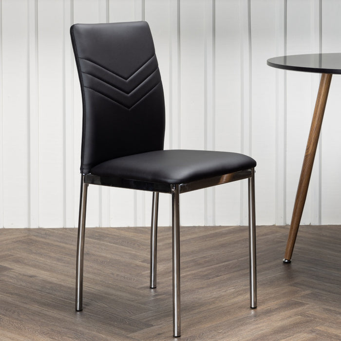 Fjôrd - Eetkamerstoel Zwart|Chromed - PU Leer - Lily - Set van 2