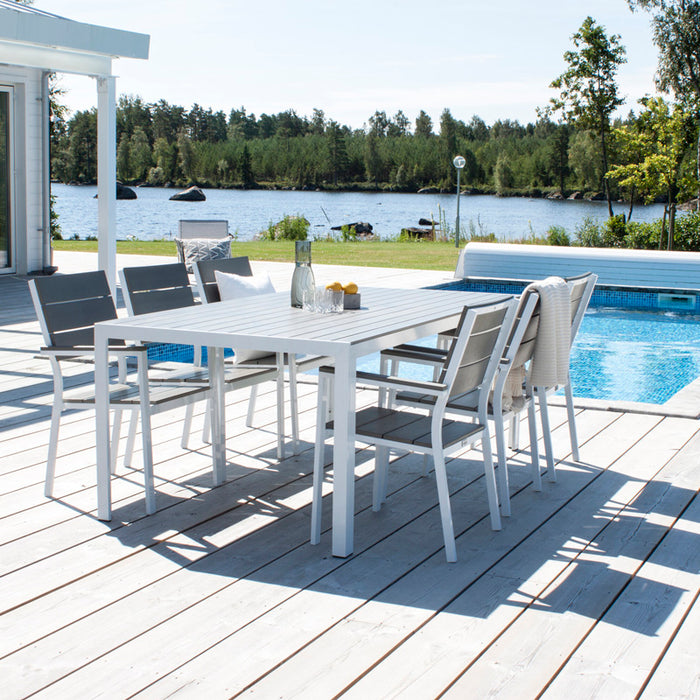 Fjôrd - Tuinstoel Wit|Grijs - Aluminium - Levels - Set van 2