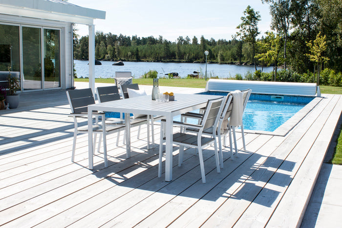 Fjôrd - Tuinstoel Wit|Grijs - Aluminium - Levels - Set van 2