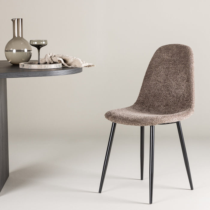 Fjôrd - Eetkamerstoel Grijs|Zwart - Bouclé - Polar - Set van 2