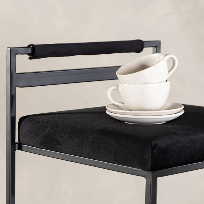 Fjôrd - Barkruk Zwart - Velvet - Opelika - Set van 2