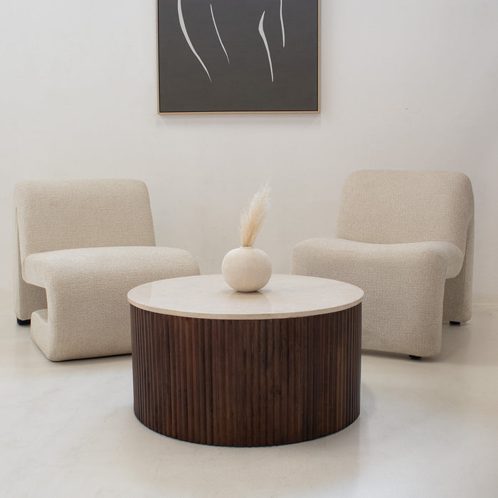 Giga Meubel - Salontafel Marmer Donkerbruin - 70x70x35cm - Davi