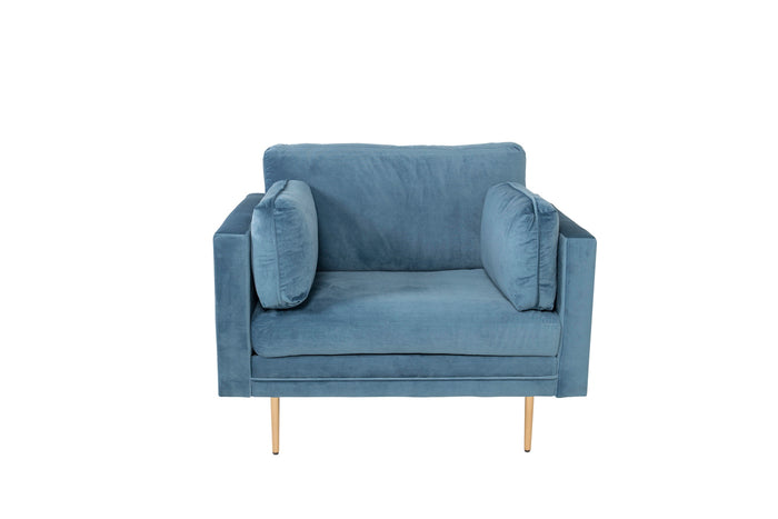 Fjôrd - Fauteuil Blauw|Goud - Velvet - Boom