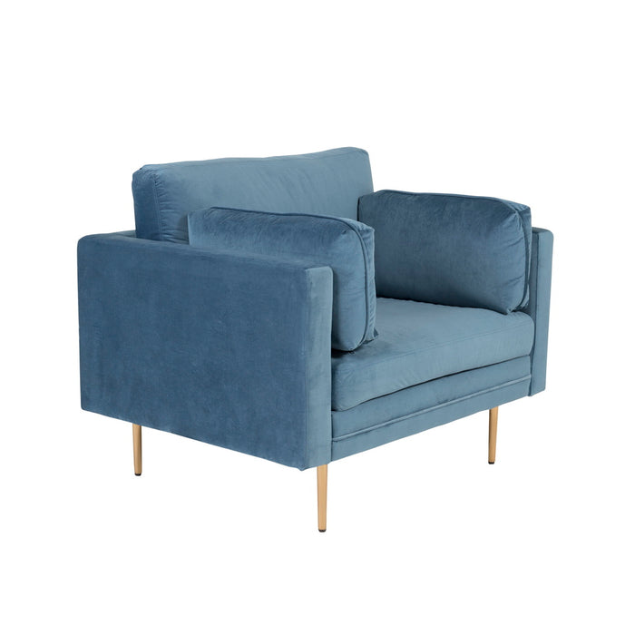 Fjôrd - Fauteuil Blauw|Goud - Velvet - Boom
