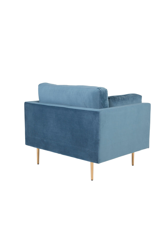 Fjôrd - Fauteuil Blauw|Goud - Velvet - Boom