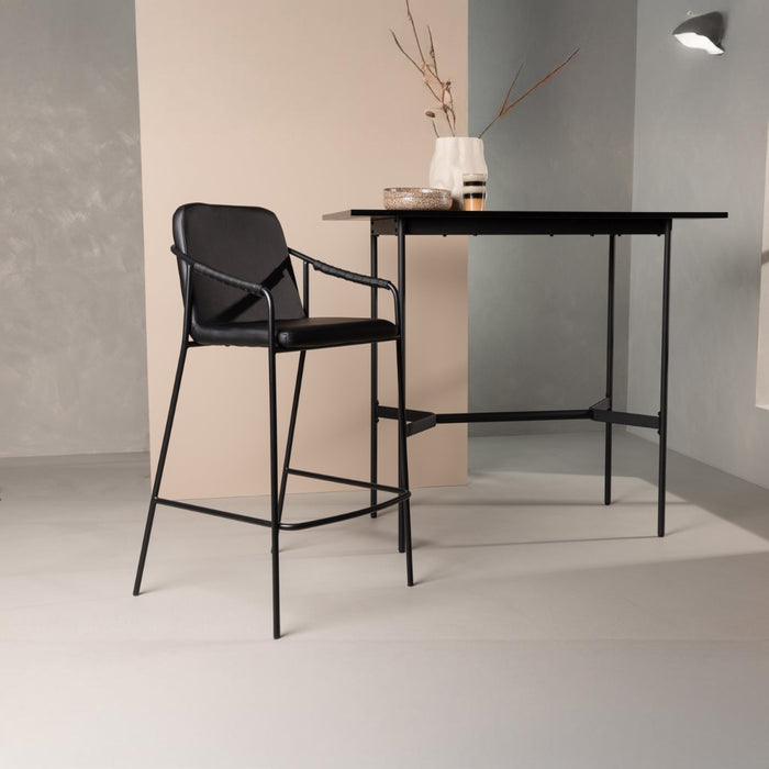 Fjôrd - Barkruk Zwart - PU Leer - Tvist - Set van 2