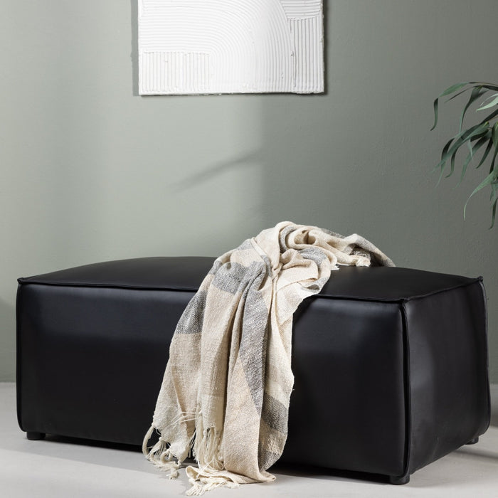 Fjôrd - Poef Zwart - PU Leer - Palermo