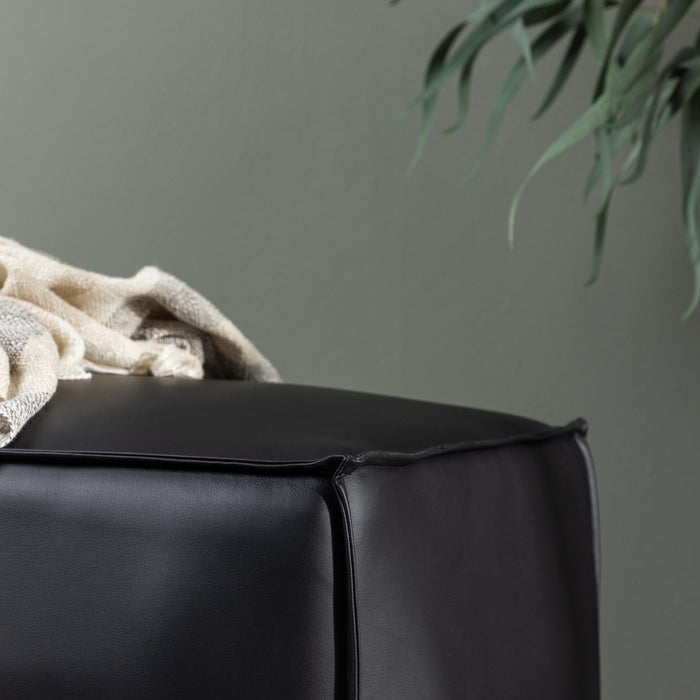 Fjôrd - Poef Zwart - PU Leer - Palermo