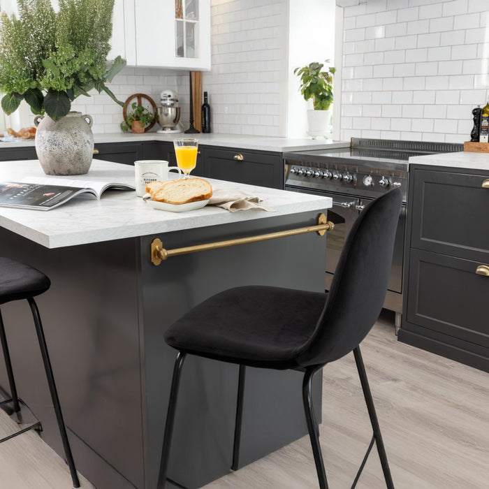 Fjôrd - Barkruk Zwart - Velvet - Polar - Set van 2