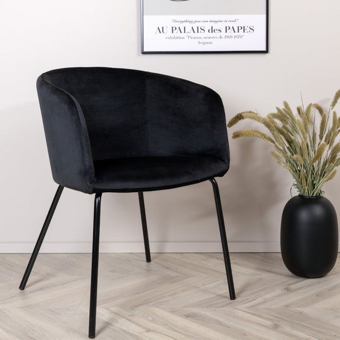 Fjôrd - Eetkamerstoel Zwart - Velvet - Berit